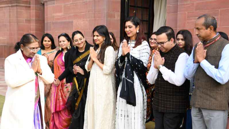 The President of India, Droupadi Murmu, interacting with leading women startups and unicorns at Rashtrapati Bhavan, in New Delhi on January 18, 2024. Photo: PIB